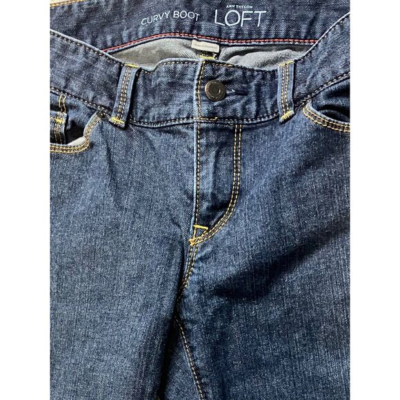 Ann Taylor LOFT Curvy Boot Jeans Size 6P Petite Dark Wash Cotton Stretch - Picture 2 of 6